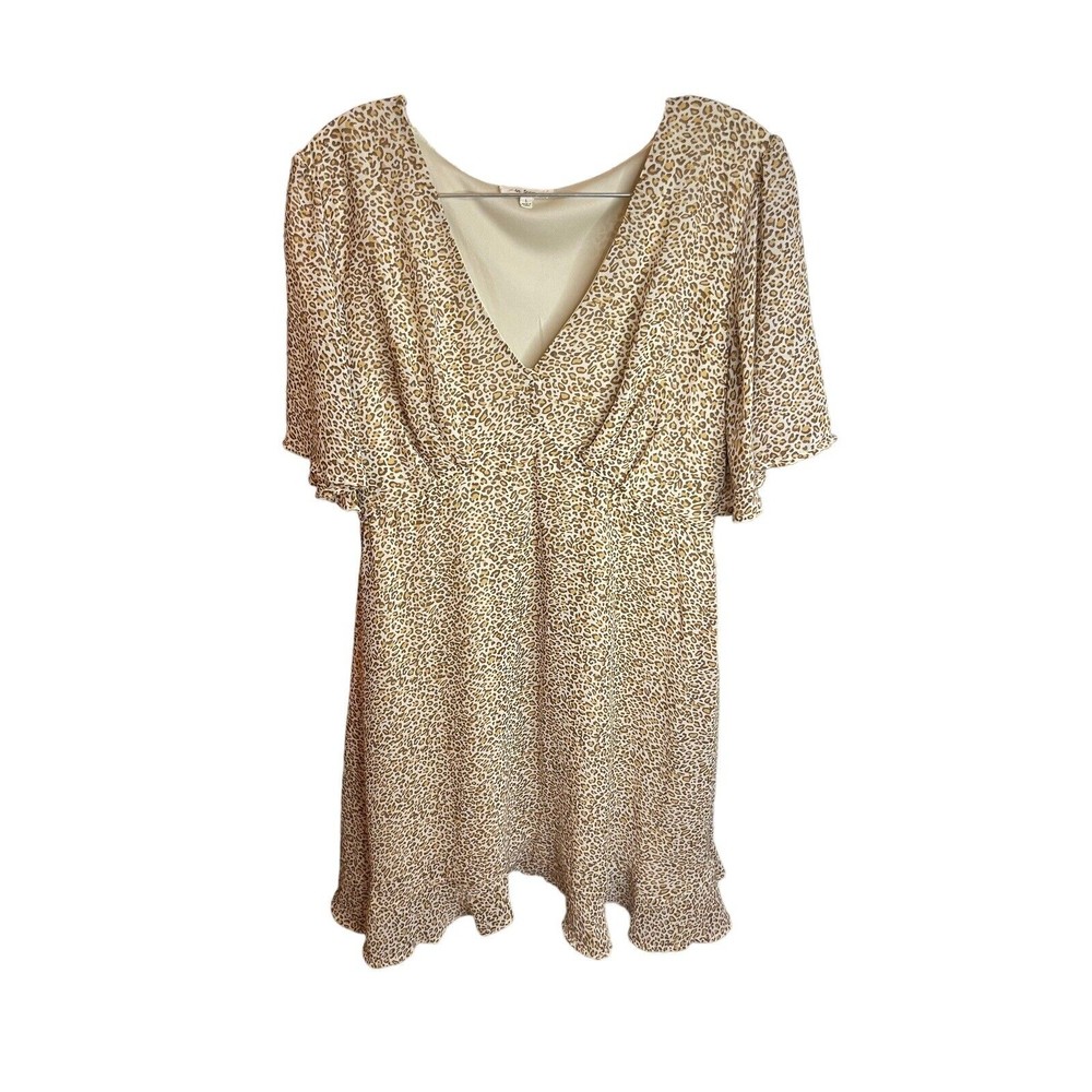 In Loom Women Dress Large Brown Leopard Print Babydoll‎ Ruffle Trim